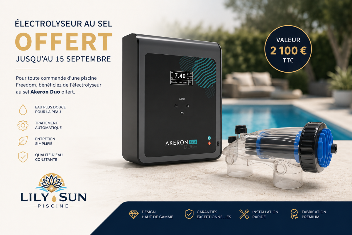 Électrolyseur au sel Akeron Duo offert avec une piscine Freedom